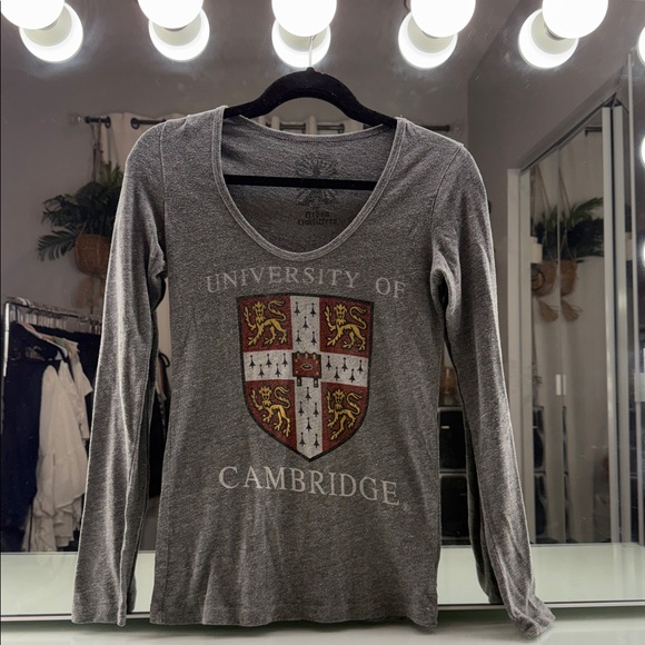 Cambridge University Gray Long Sleeve Fitted Tee - Picture 2 of 4